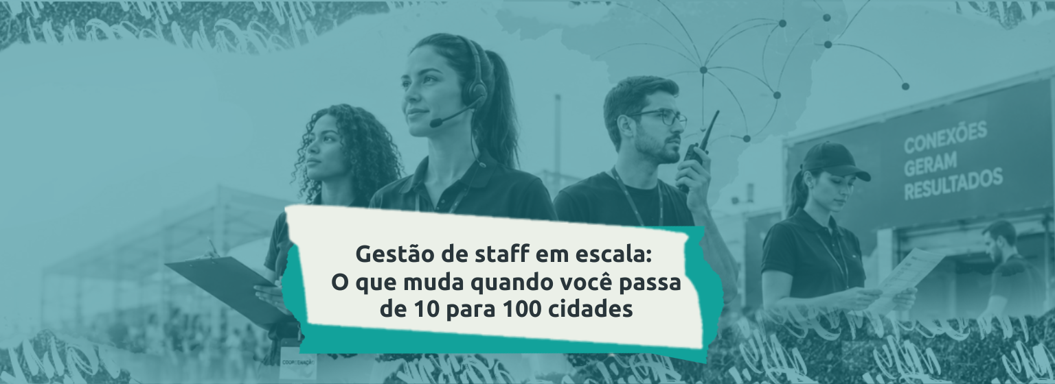 Gestão de staff em escala: como coordenar equipes de eventos em 100 cidades